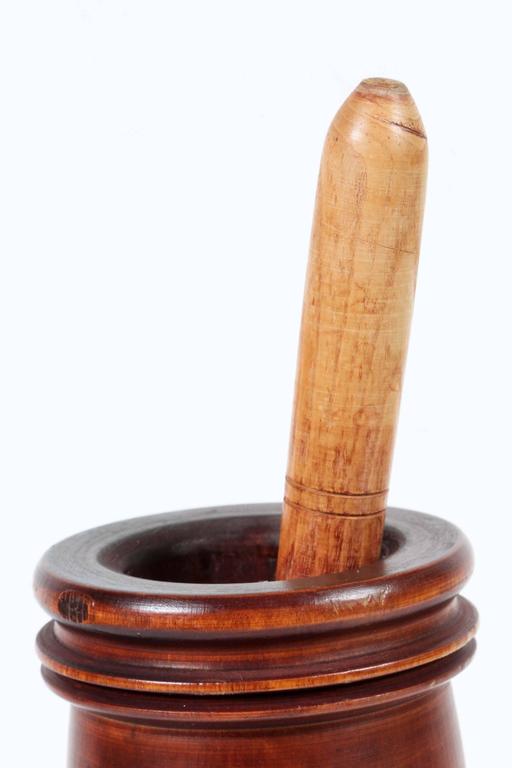 Handcrafted Wooden Mortar and Pestle, Victorian Style, Italy, 1950