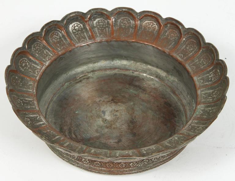19th Century Indo-Persian Tinned Copper Hammered Covered Box Islamic Qajar Style