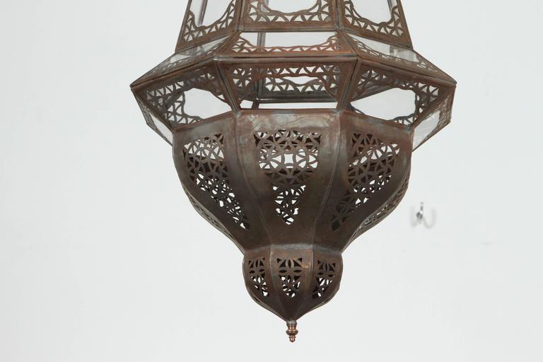 Hand-Crafted Moroccan Moorish Lantern Pendant with Clear Glass, 1980