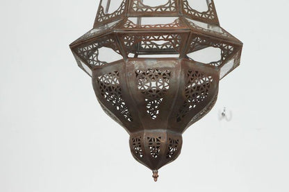 Hand-Crafted Moroccan Moorish Lantern Pendant with Clear Glass, 1980