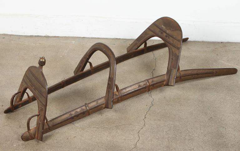 Wood and Brass Antique 19th Century Middle Eastern Camel Seat Saddle