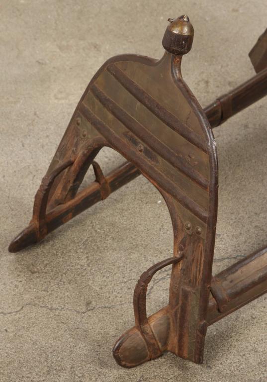 Wood and Brass Antique 19th Century Middle Eastern Camel Seat Saddle