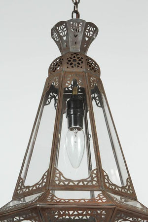 Moroccan Moorish Clear Glass Metal Pendant