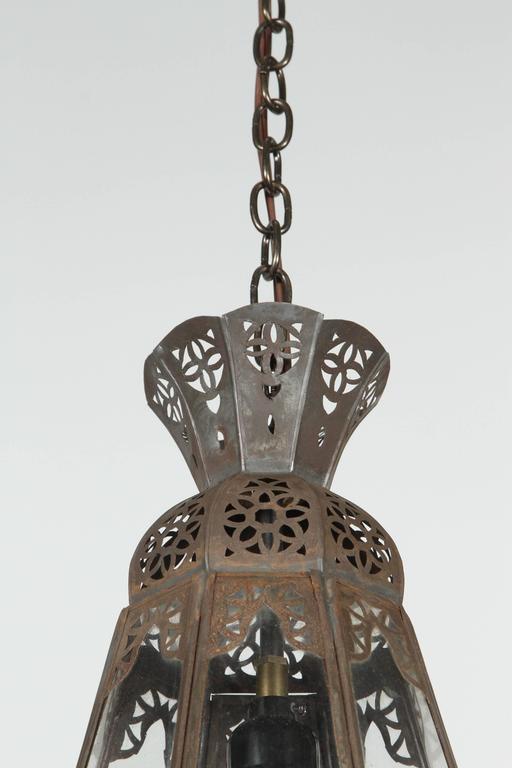 Hand-Crafted Moroccan Moorish Lantern Pendant with Clear Glass, 1980