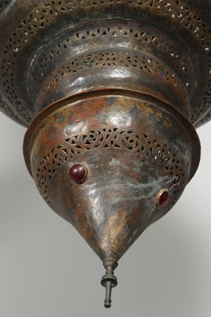 Large Antique Moroccan Bronze Moorish Chandelier