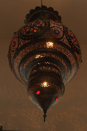 Large Antique Moroccan Bronze Moorish Chandelier