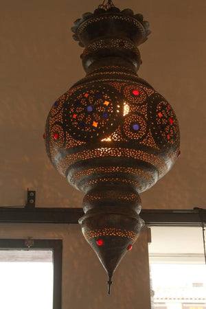 Large Vintage Moroccan Bronze Chandelier