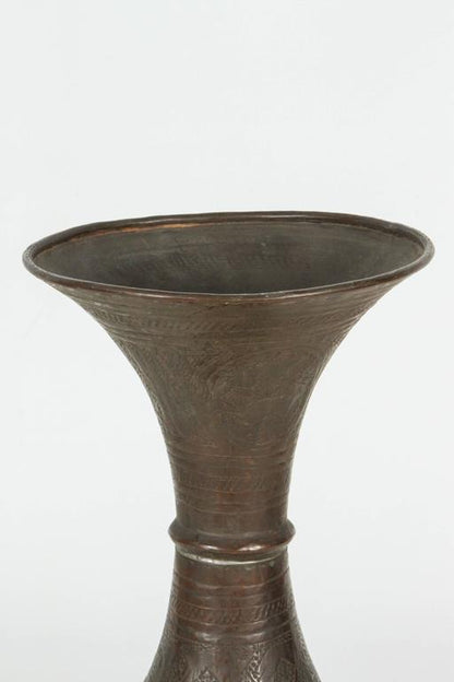 19th Century Persian Islamic Vase, Hand-Crafted Brass, Moorish Style