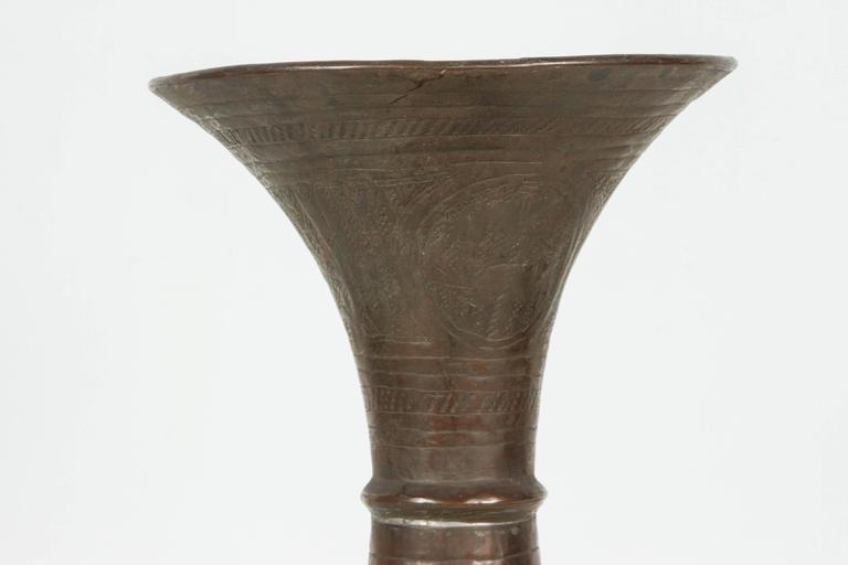 19th Century Persian Islamic Vase, Hand-Crafted Brass, Moorish Style