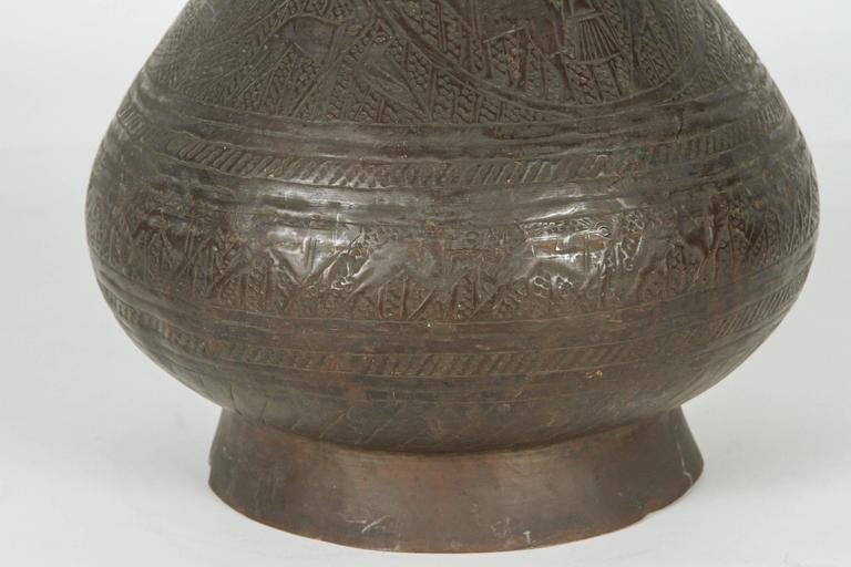 19th Century Persian Islamic Vase, Hand-Crafted Brass, Moorish Style