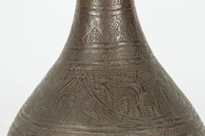 19th Century Persian Islamic Vase, Hand-Crafted Brass, Moorish Style