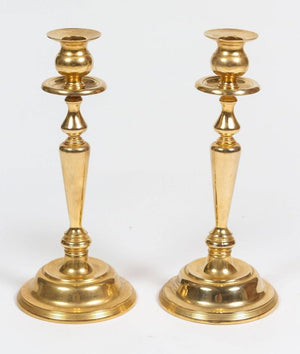 Pair of Polished Brass Candlesticks