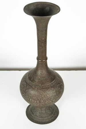 Antique Tall Brass Middle Eastern Islamic Moorish Vase