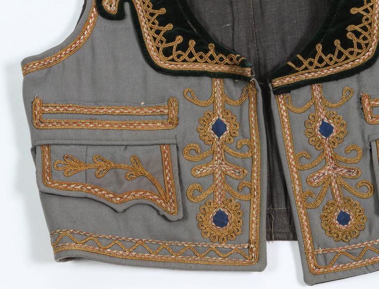 Antique Greek Folk Vest, Embroidered, Moorish Style, 1940, Greece