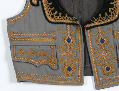 Antique Greek Folk Vest, Embroidered, Moorish Style, 1940, Greece