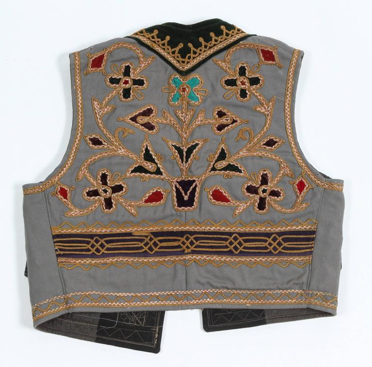 Antique Greek Folk Vest, Embroidered, Moorish Style, 1940, Greece