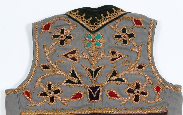 Antique Greek Folk Vest, Embroidered, Moorish Style, 1940, Greece