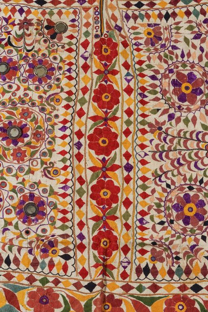 Large Antique Embroidered Panel with Floral Pattern from India