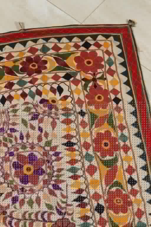 Large Antique Embroidered Panel with Floral Pattern from India