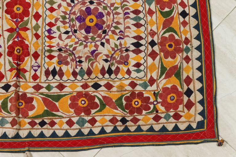 Large Antique Embroidered Panel with Floral Pattern from India