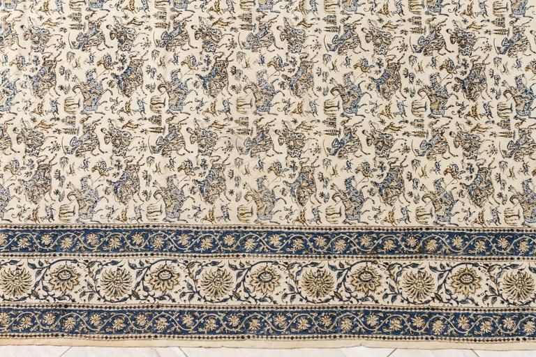 Antique Paisley Kalamkari Textile, Hand-Blocked Cotton, India, 1930