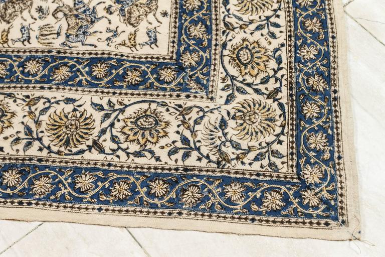 Antique Paisley Kalamkari Textile, Hand-Blocked Cotton, India, 1930
