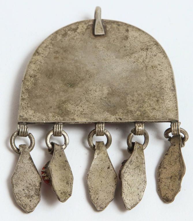 1940s Vintage Moroccan Fibula Pendant Brooch by Berber Women