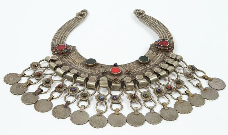 Moroccan Tribal Silver Jewelry Set Choker and Bracelet