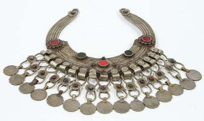 Moroccan Tribal Silver Jewelry Set Choker and Bracelet