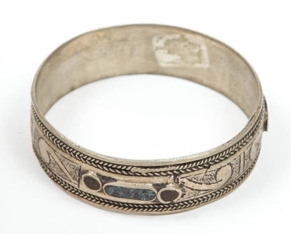 1950 Vintage Moroccan Berber Tribal Bracelet, Handcrafted Metal Cuff