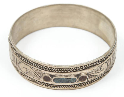 1950 Vintage Moroccan Berber Tribal Bracelet, Handcrafted Metal Cuff
