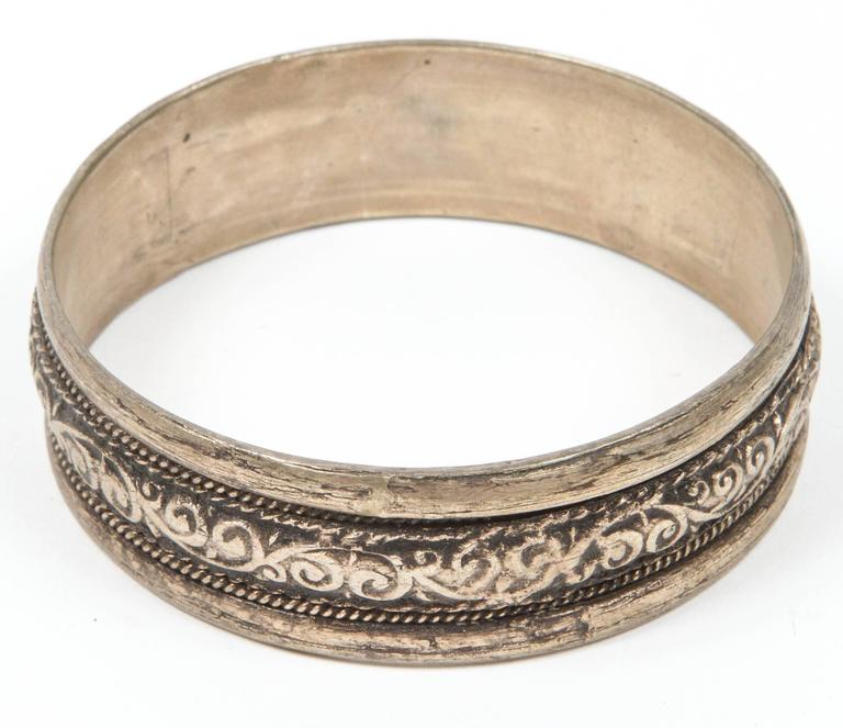 Handcrafted Moroccan Berber Tribal Bracelets in Silver, 20th Century