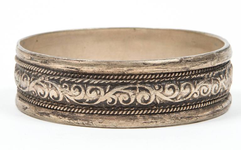 Handcrafted Moroccan Berber Tribal Bracelets in Silver, 20th Century