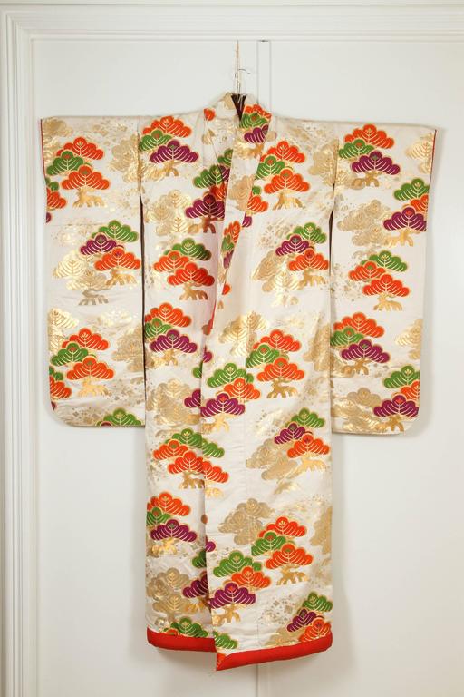 Vintage Kimono Silk Brocade Japanese Ceremonial 1970
