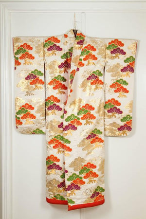 Vintage Japanese Ceremonial Silk Brocade Kimono