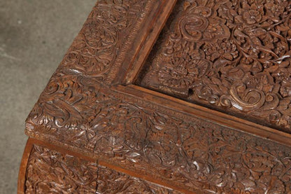 Hand-Carved Asian Balinese Coffee Table, Rectangular Wood Design