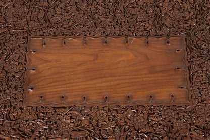 Hand-Carved Asian Balinese Coffee Table, Rectangular Wood Design