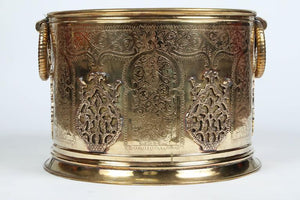 Large Moroccan Moorish Polished Brass Planter