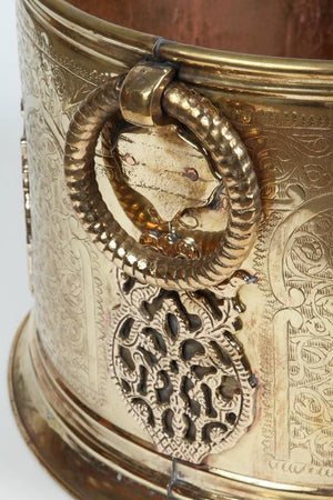 Large Moroccan Moorish Polished Brass Planter