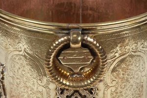 Large Moroccan Moorish Polished Brass Planter