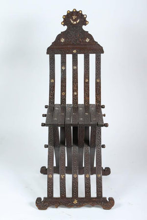 19th Century Moorish Wood Inlaid Folding Chair