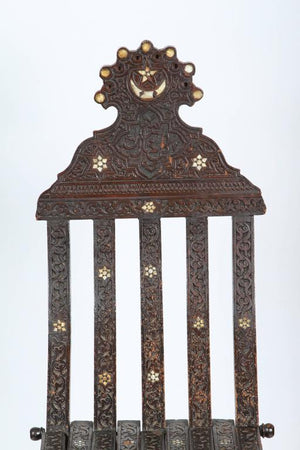 19th Century Moorish Wood Inlaid Folding Chair