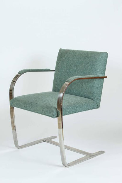 Brno Style Chairs by Knoll, Stainless Steel & Harris Wool, 1950