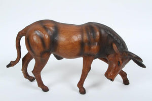 Leather Vintage Decorative Fighting Bulls, Pair