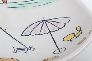 German Vintage Hand-Painted Triangular Plate