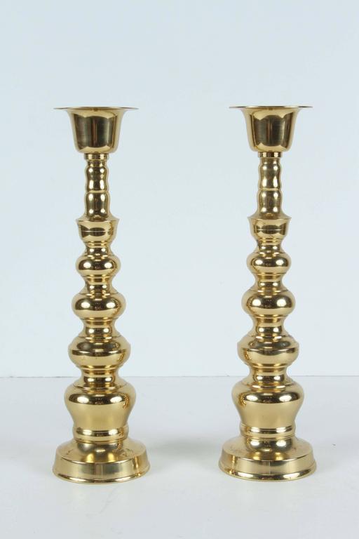 Mid-Century Modern Chinese Export Brass Candlesticks, 1950