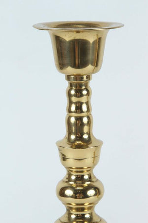 Pair of Polished Brass Asian Candlesticks