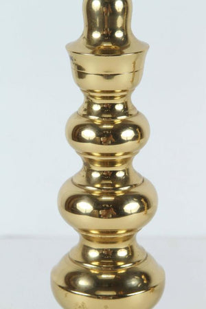 Pair of Polished Brass Asian Candlesticks