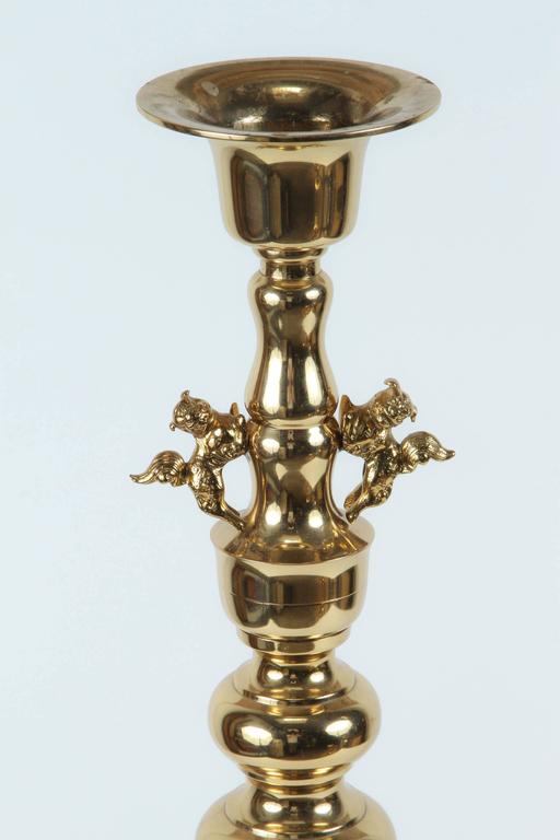 Vintage Mid-Century Chinoiserie Brass Candlesticks with Fu Dogs, 1950