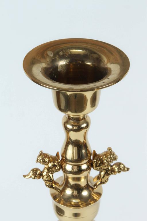 Vintage Mid-Century Chinoiserie Brass Candlesticks with Fu Dogs, 1950